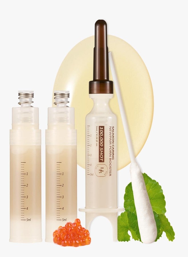 HEVEBLUE Salmon Caring Centella New Pair PDRN Booster 100,000 Shot Essence (2ea) - Salmon PDRN, Restore and Rejuvenate, Refine Skin Texture, Low Irritation, Korean Skincare, K-Beauty - Image 1